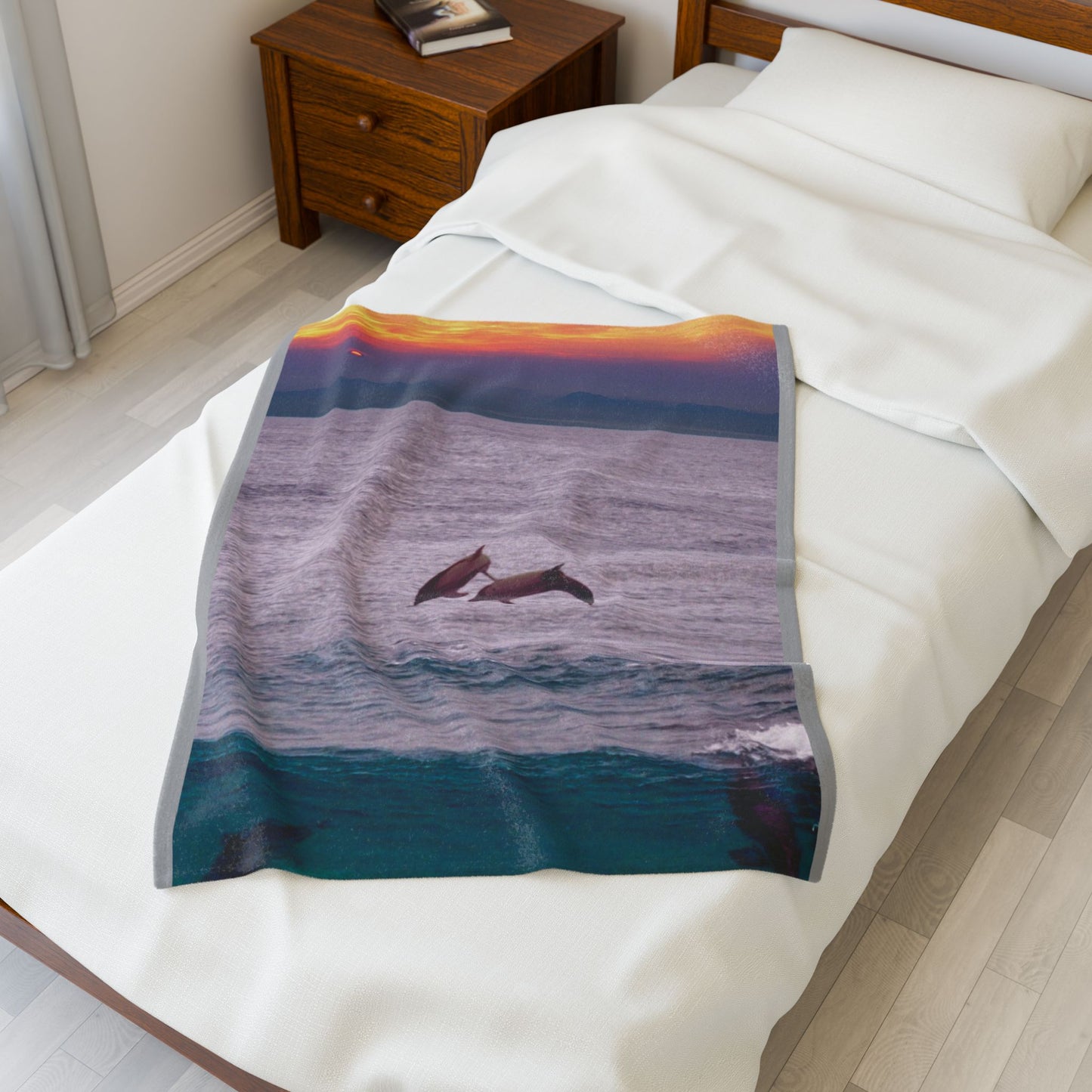 Dolphin Sunset Blanket – Coastal Decor