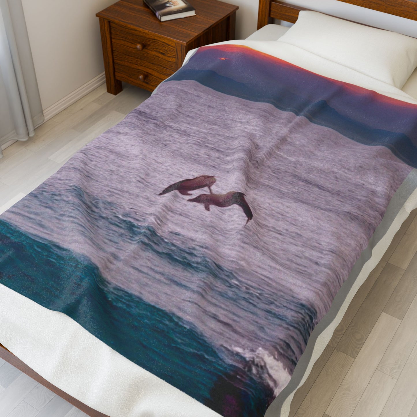 Dolphin Sunset Blanket – Coastal Decor