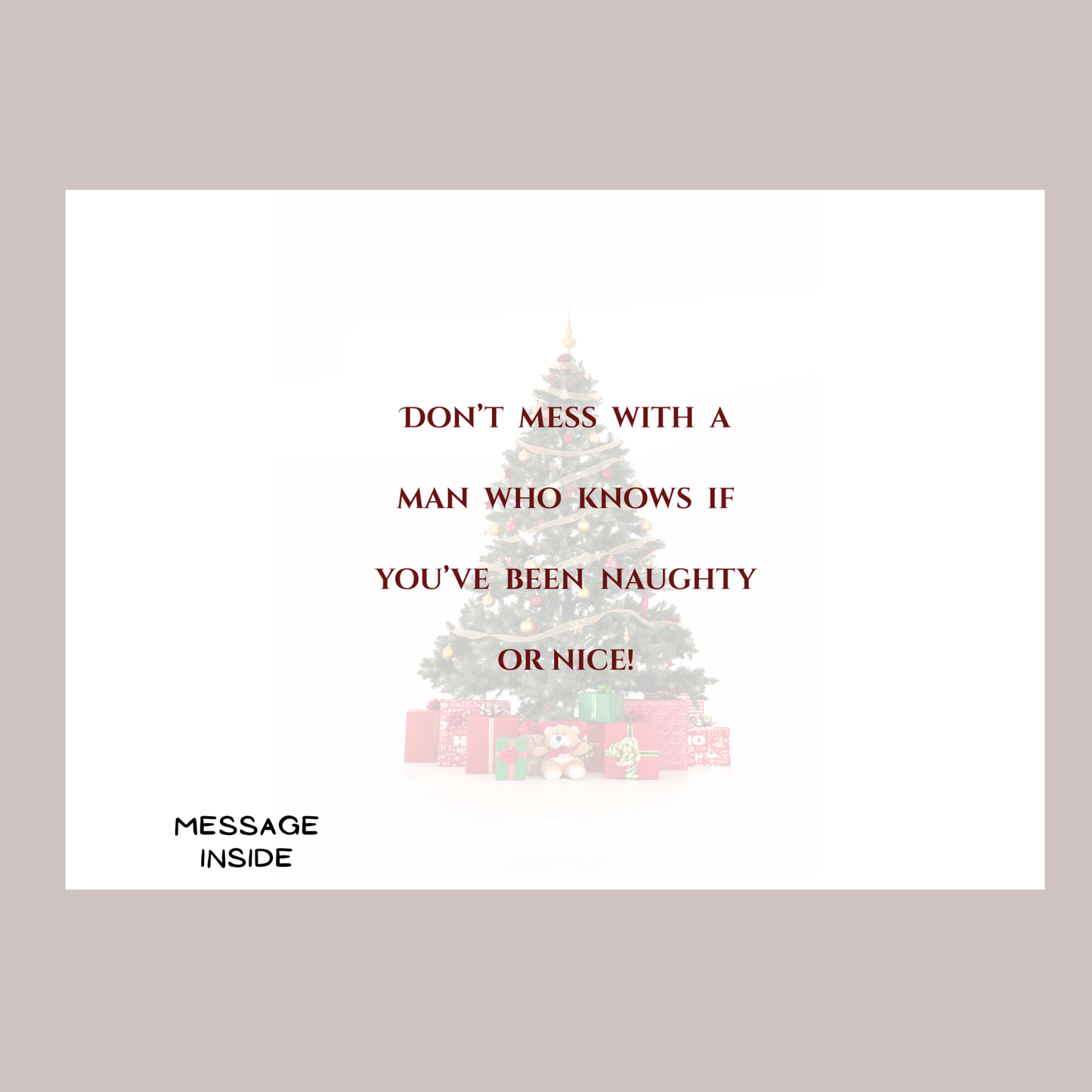 Don’t Mess with Santa – Festive Christmas Card with a funny greeting message inside -  Ocean Petal Studio