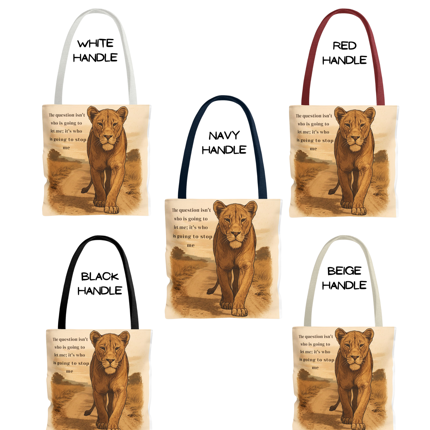 Lioness Spirit Tote – Motivational Quote Bag, Empowering Gift for Women, Eco-Friendly Everyday Tote for Wildlife Lovers