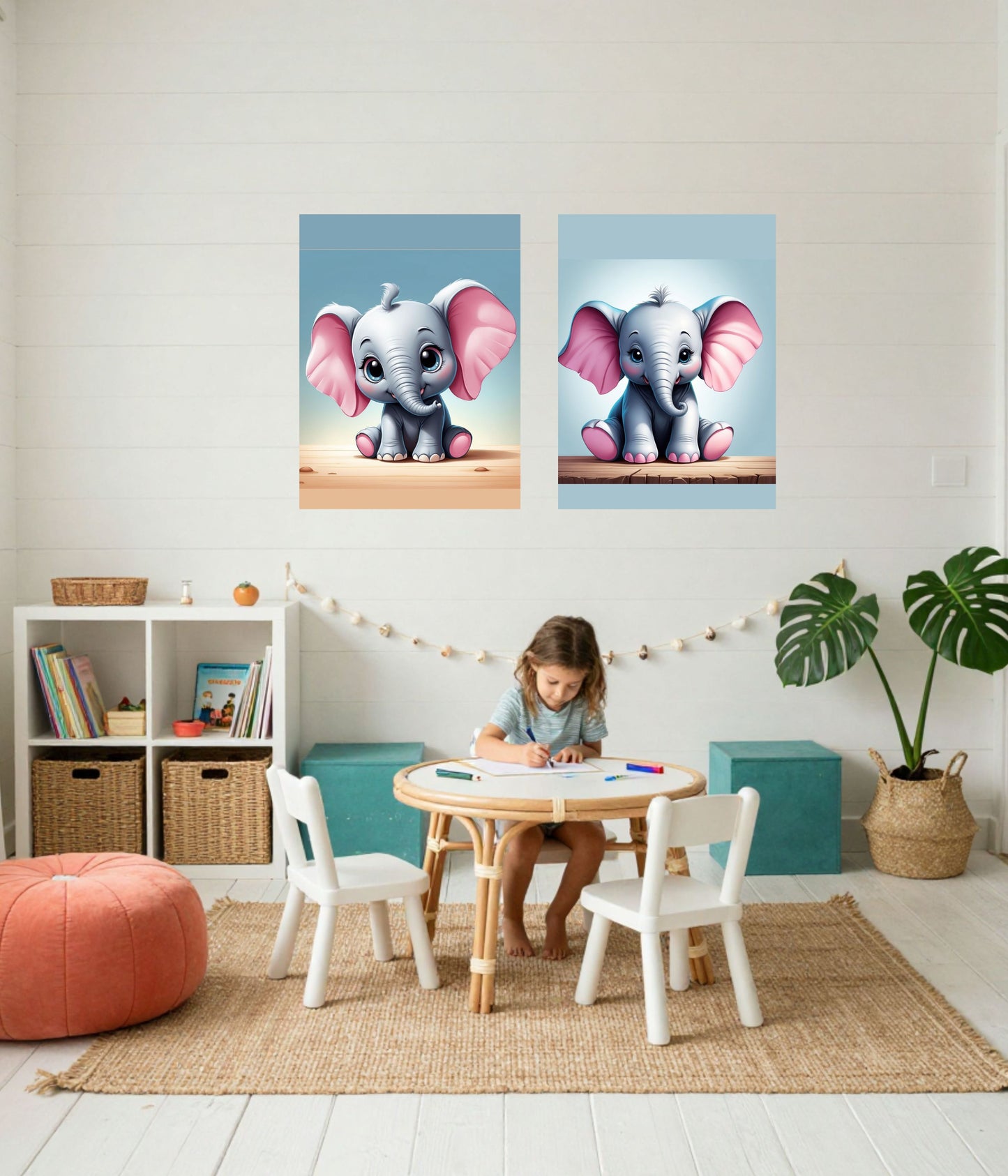 Adorable Baby Elephant Canvas Print | Whimsical Nursery Animal Wall Art