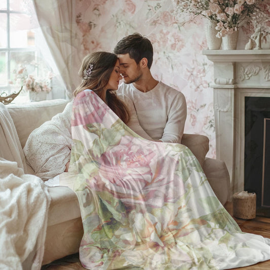 Delicate Pink Floral Velveteen Blanket – Bohemian Home Comfort