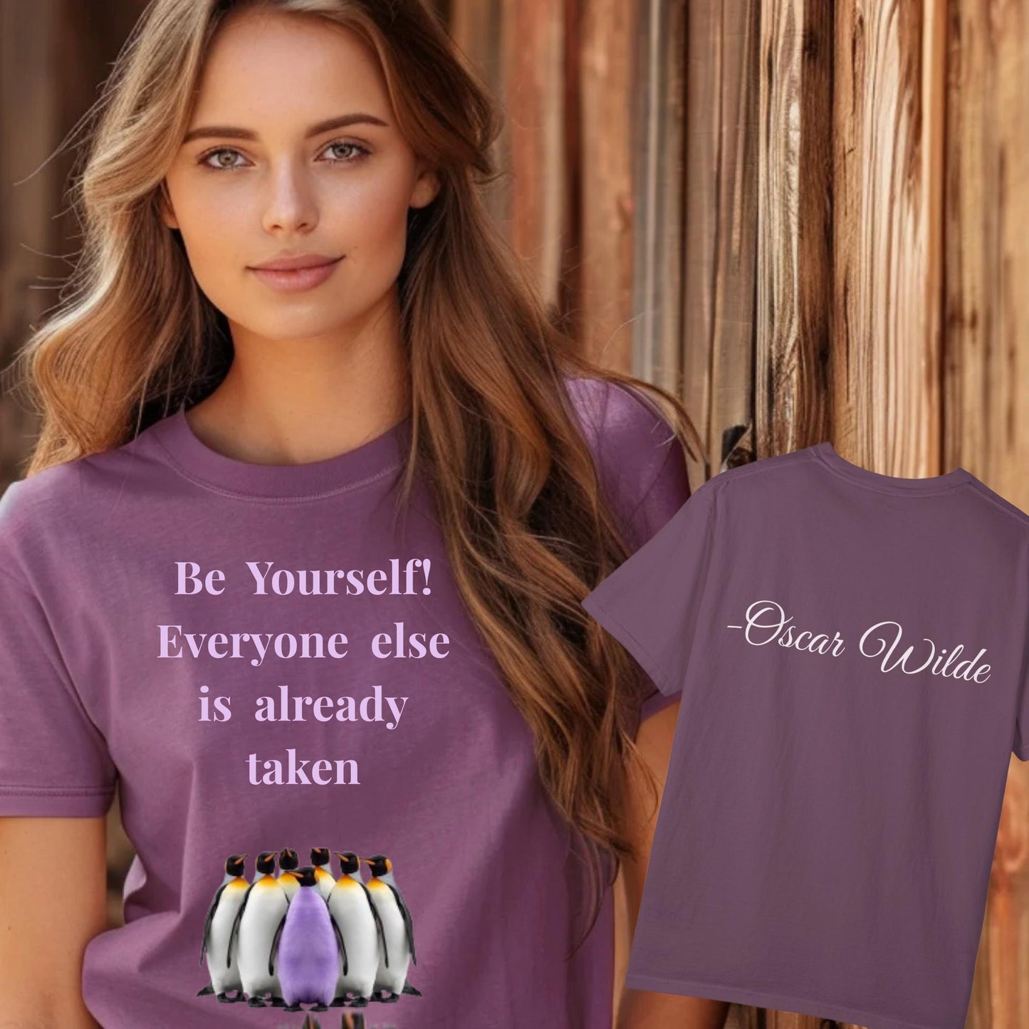 “Be Yourself Tee – Garment-Dyed Unisex Shirt with Oscar Wilde Quote”