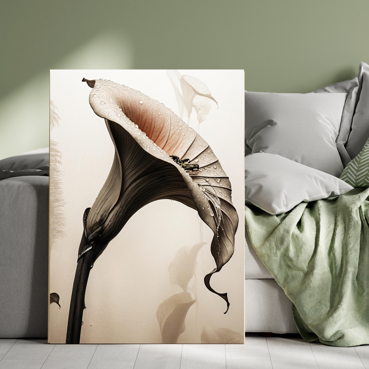 Misty Calla Lily Canvas Print | Elegant Floral Wall Art | Calming Botanical Decor | 9 Sizes Available