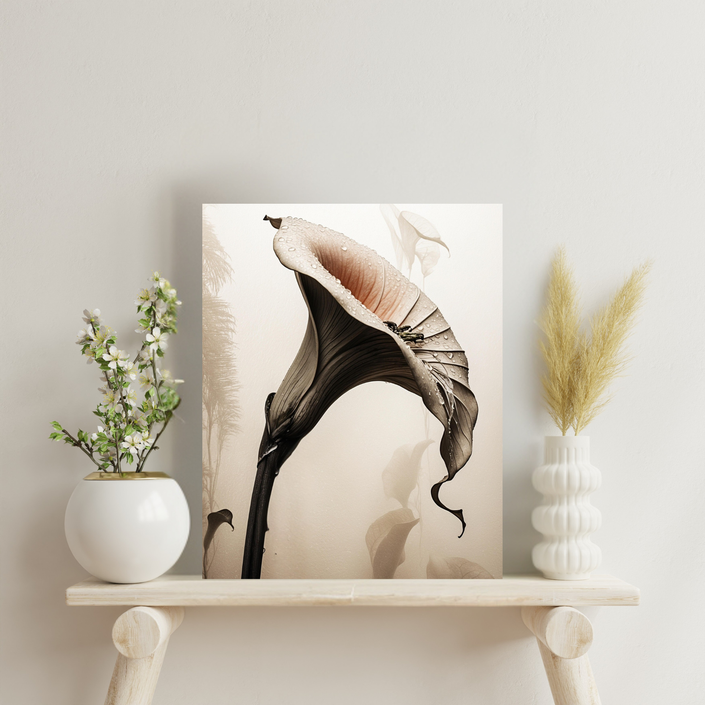 Misty Calla Lily Canvas Print | Elegant Floral Wall Art | Calming Botanical Decor | 9 Sizes Available