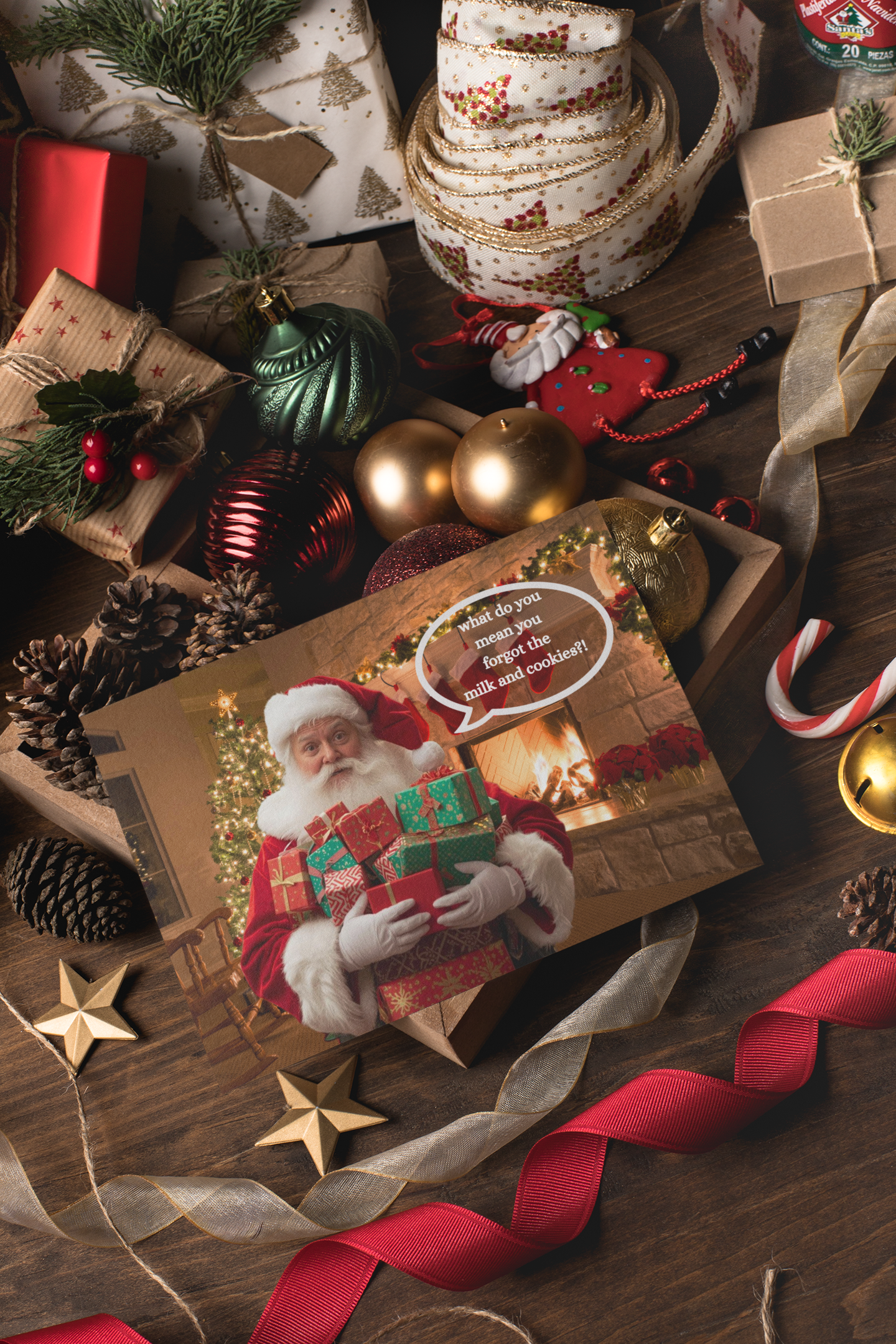 Don’t Mess with Santa – Festive Christmas Card with a funny greeting message inside -  Ocean Petal Studio