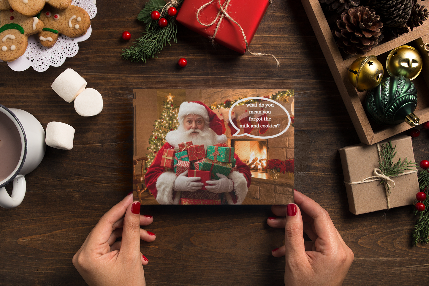 Don’t Mess with Santa – Festive Christmas Card with a funny greeting message inside -  Ocean Petal Studio