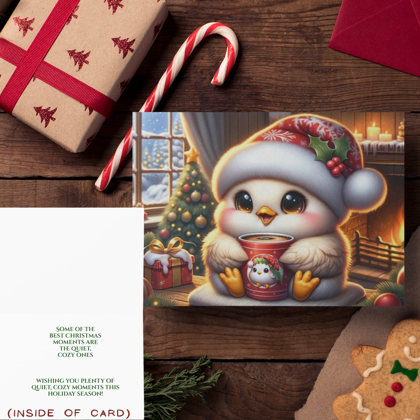 Quiet, Cozy Moments – Penguin Holiday Greeting Cards (Set of 1, 10, 30, or 50)  Ocean Petal Studio