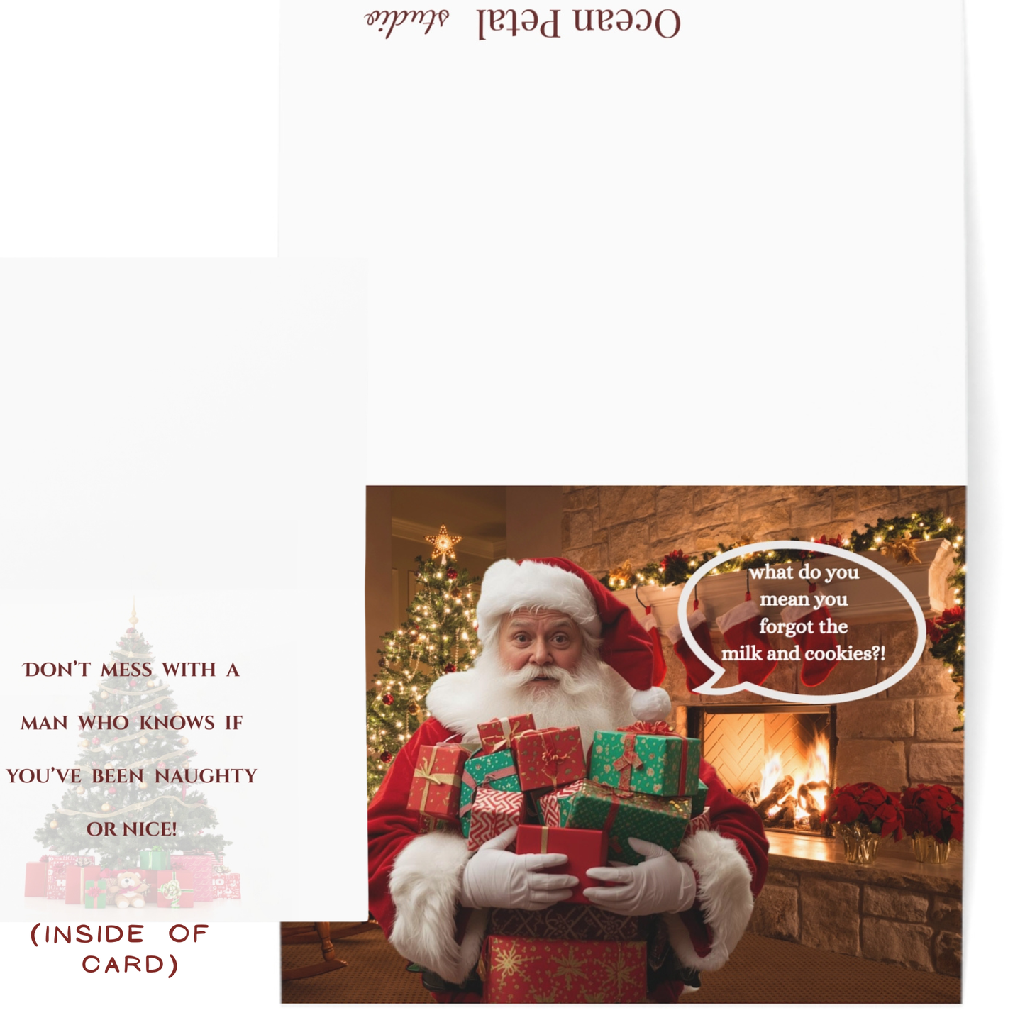 Don’t Mess with Santa – Festive Christmas Card with a funny greeting message inside -  Ocean Petal Studio