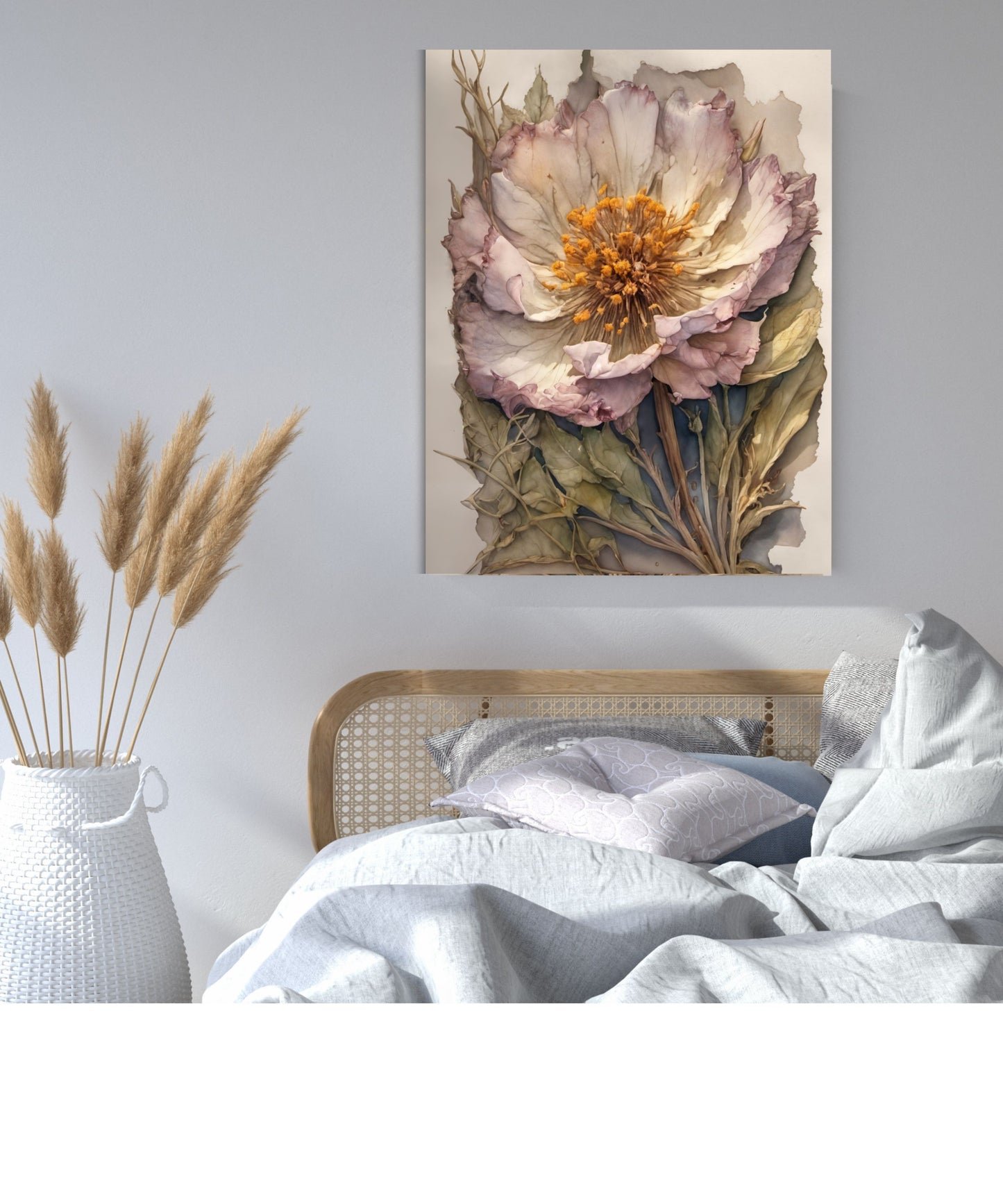 Vintage Purple Hellebore Canvas Print | Antique Dried Floral Botanical Wall Art