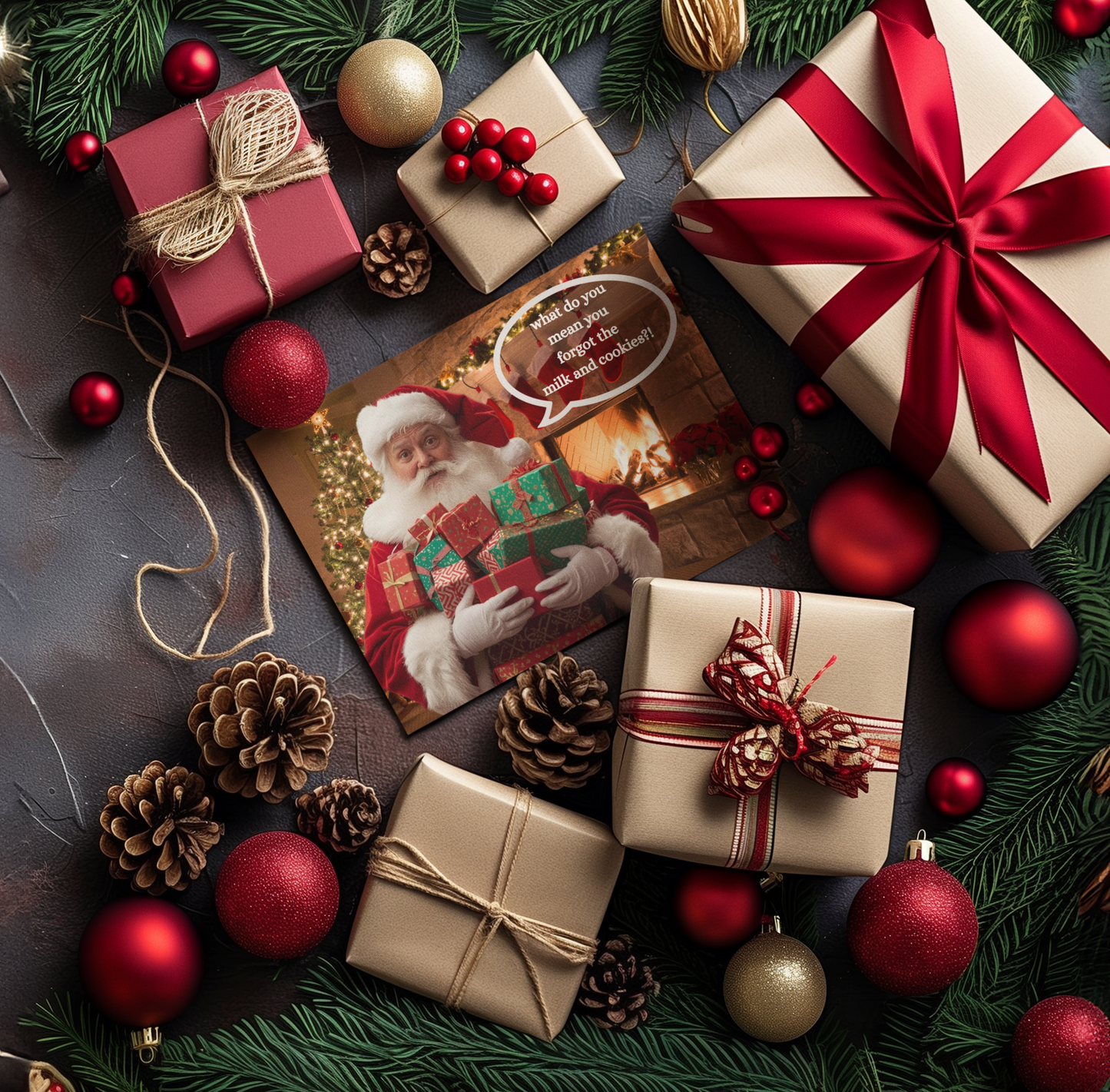 Don’t Mess with Santa – Festive Christmas Card with a funny greeting message inside -  Ocean Petal Studio