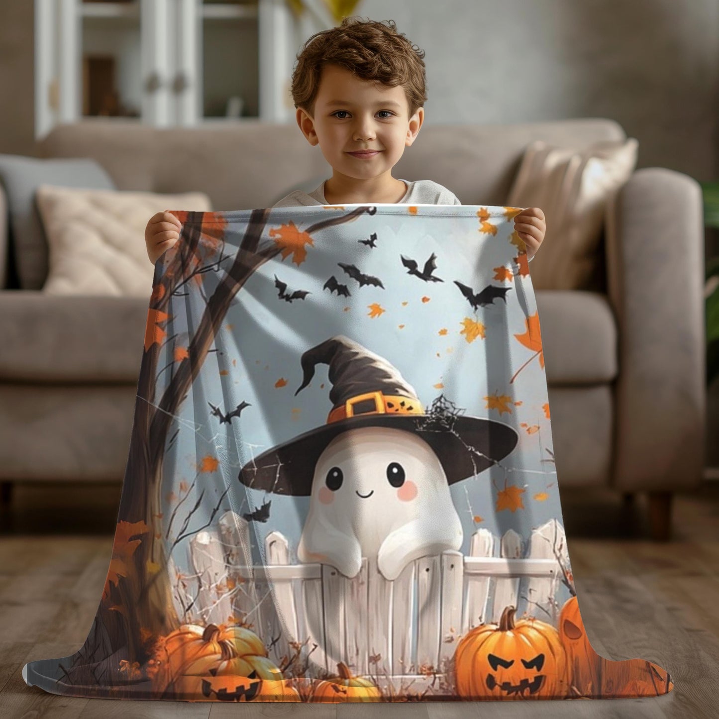 Ghost & Pumpkin Blanket –  Halloween Comfort blanket