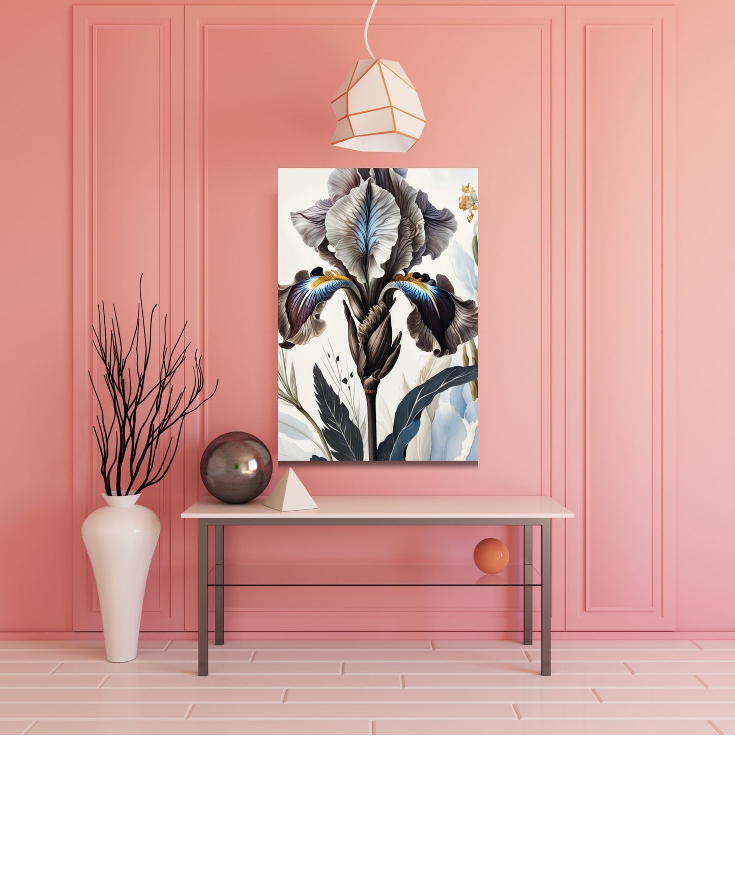Majestic Ruffled Iris Canvas Print | Elegant White Botanical Wall Art