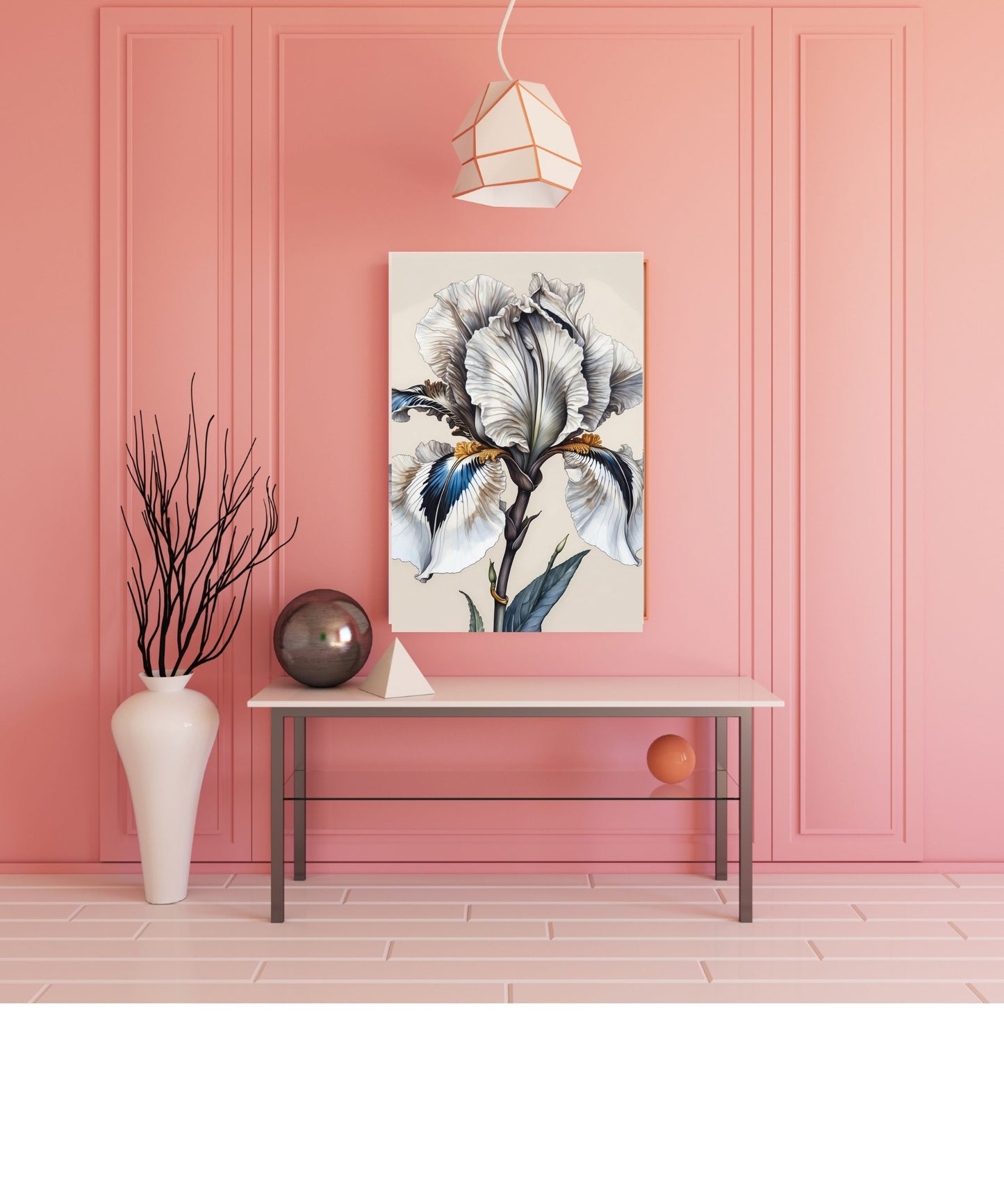 Majestic Ruffled Iris Canvas Print | Elegant White Botanical Wall Art