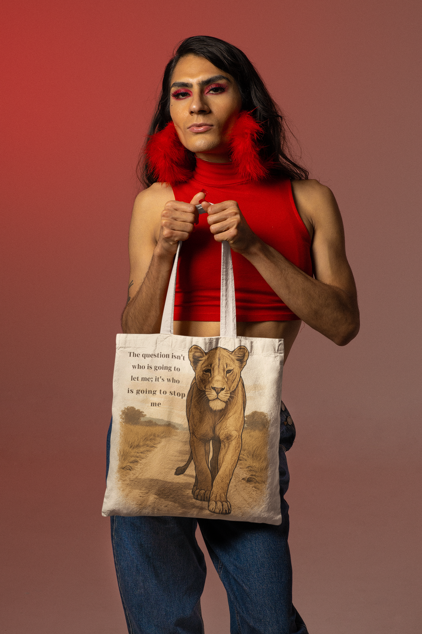 Lioness Spirit Tote – Motivational Quote Bag, Empowering Gift for Women, Eco-Friendly Everyday Tote for Wildlife Lovers