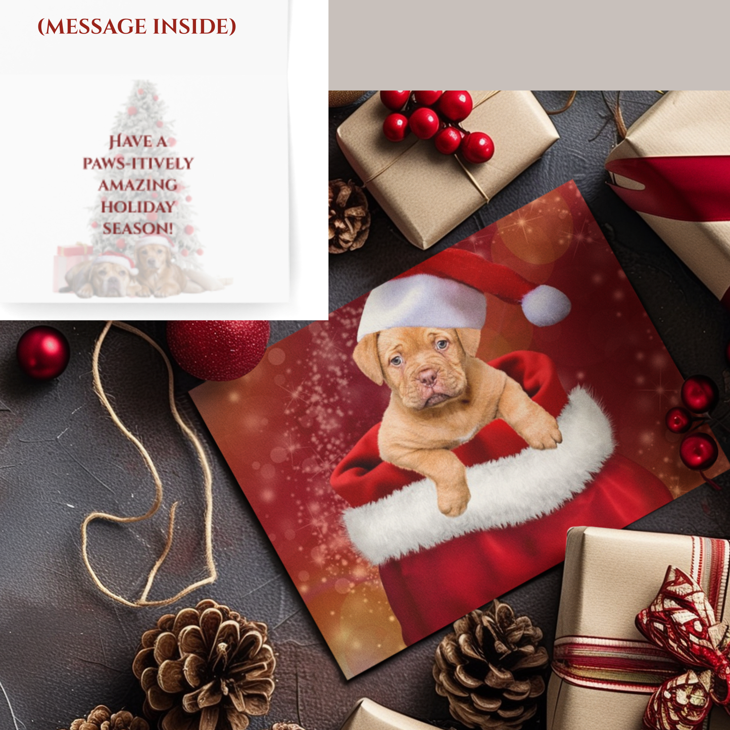 Paws-itively Festive Holiday Card – Cute Puppy Christmas Greeting for Pet Lovers, Friends & Family