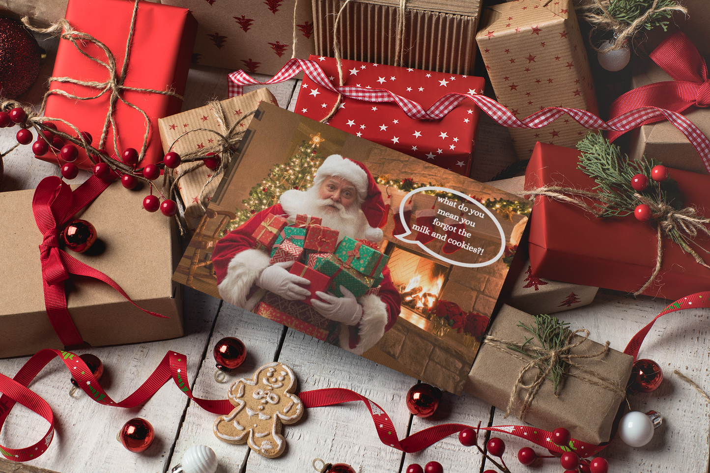 Don’t Mess with Santa – Festive Christmas Card with a funny greeting message inside -  Ocean Petal Studio