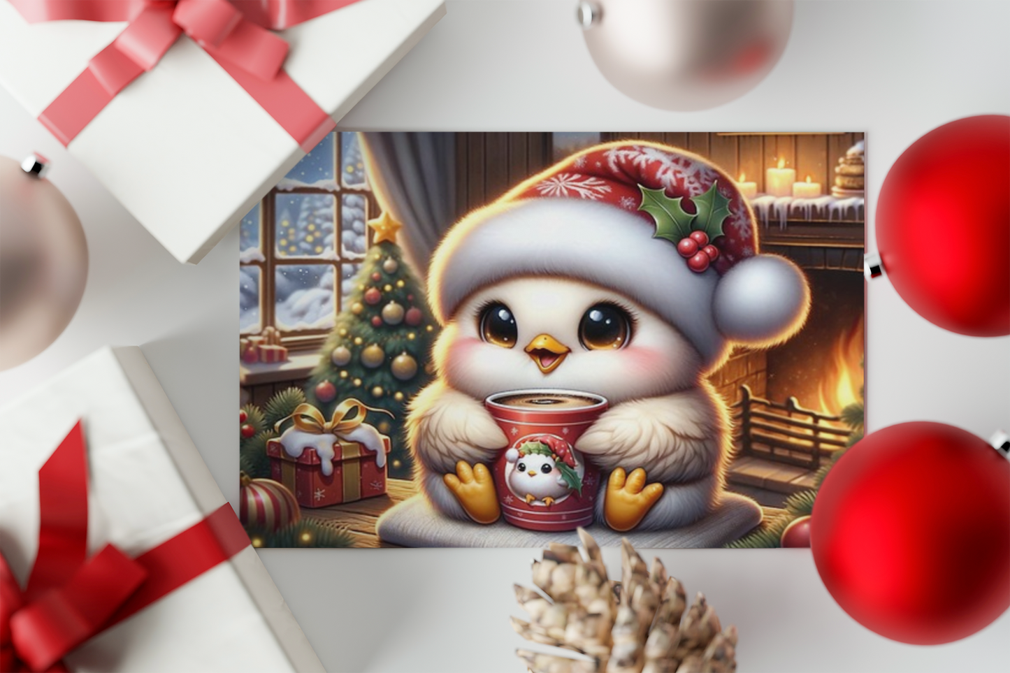 Quiet, Cozy Moments – Penguin Holiday Greeting Cards (Set of 1, 10, 30, or 50)  Ocean Petal Studio