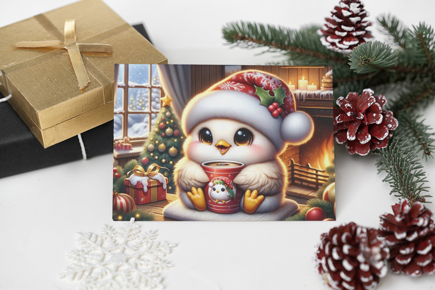 Quiet, Cozy Moments – Penguin Holiday Greeting Cards (Set of 1, 10, 30, or 50)  Ocean Petal Studio