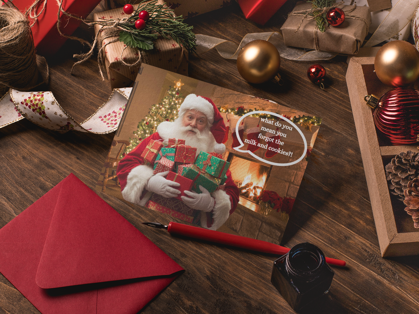 Don’t Mess with Santa – Festive Christmas Card with a funny greeting message inside -  Ocean Petal Studio