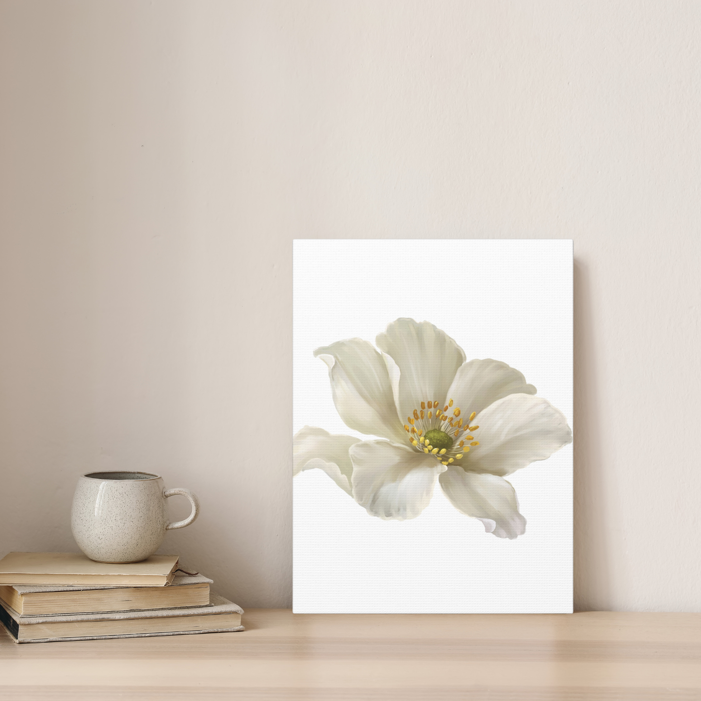 Serene White Anemone Canvas Print | Elegant Botanical Floral Wall Art