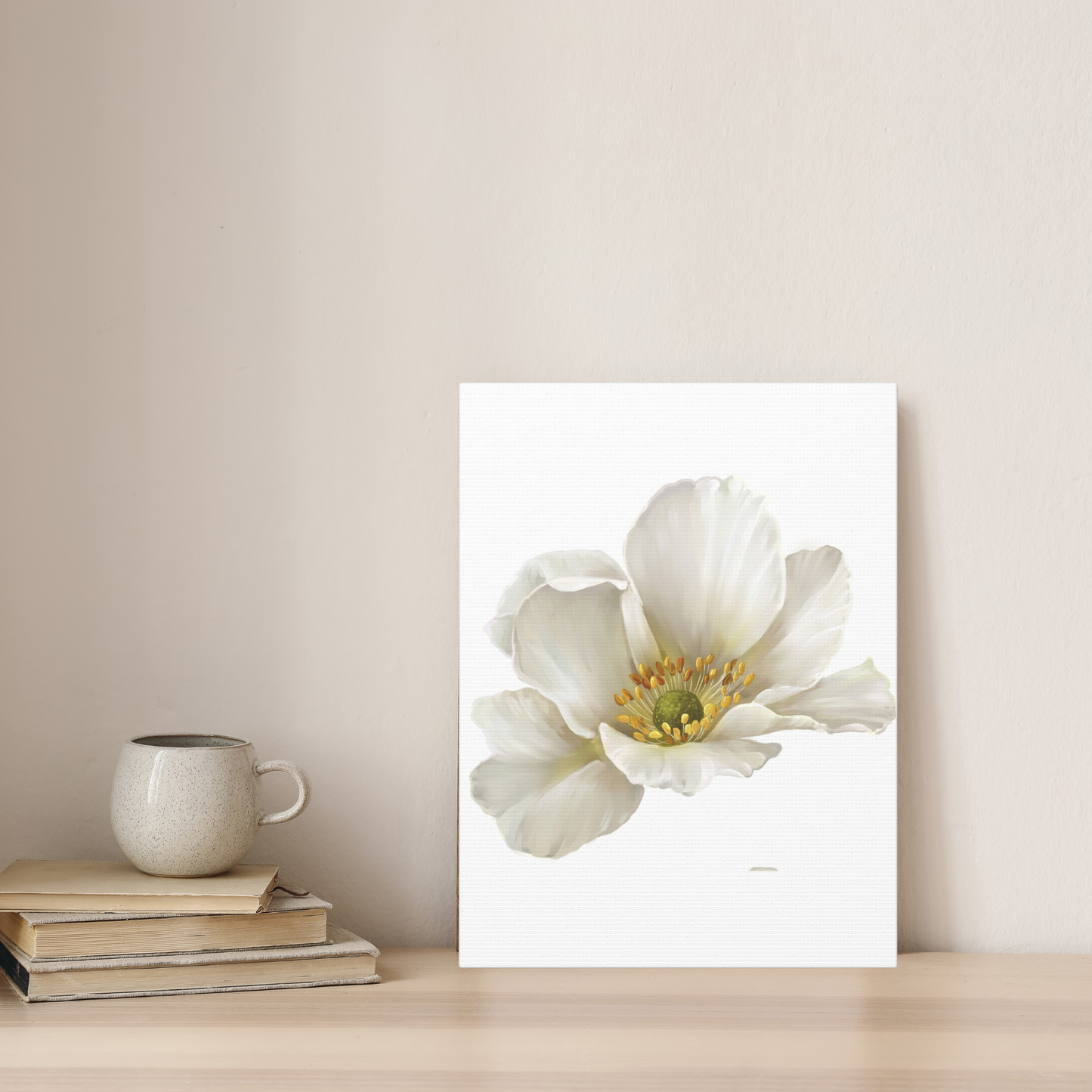 Serene White Anemone Canvas Print | Elegant Botanical Floral Wall Art
