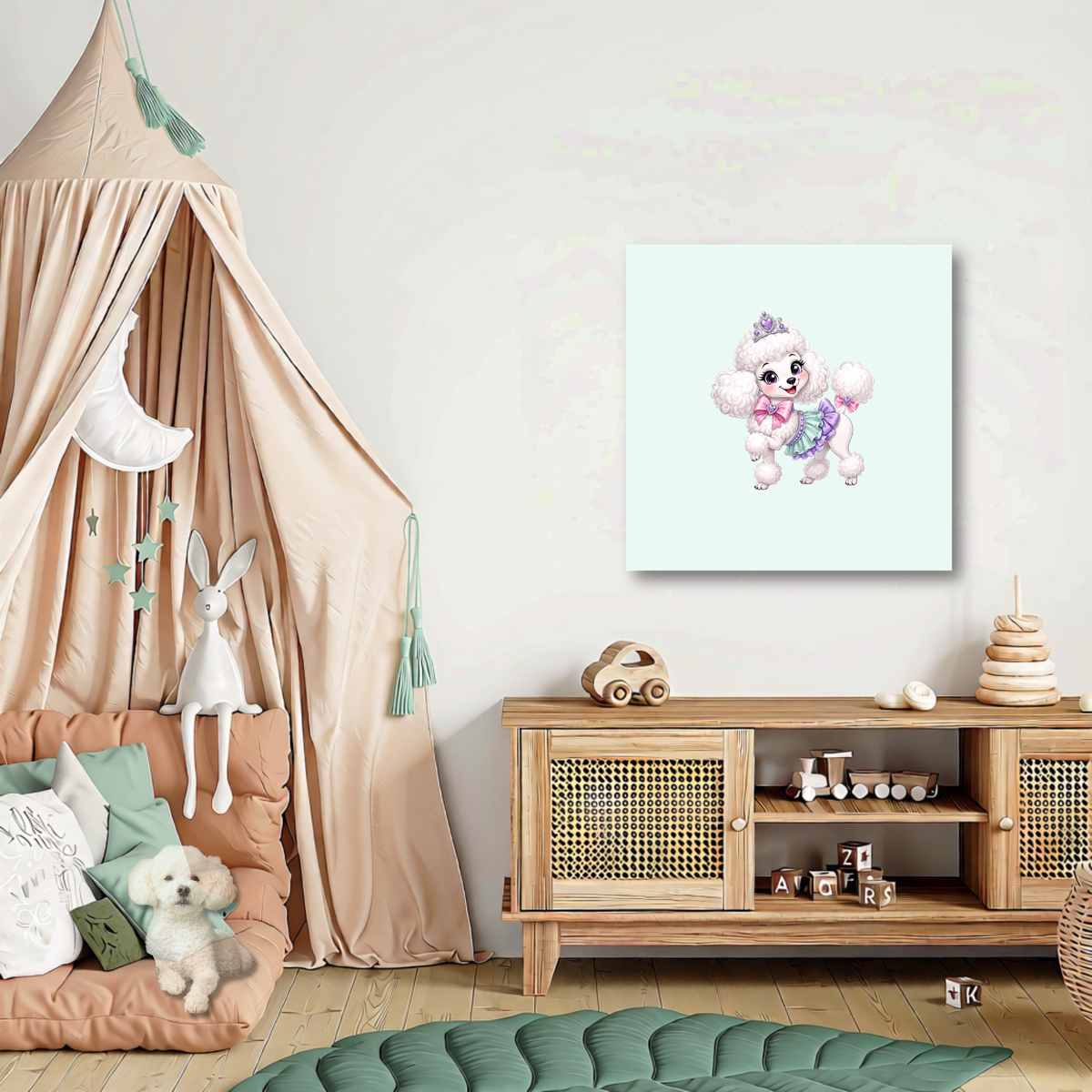 Petite Princess Poodle Canvas Art – Pink Nursery Decor
