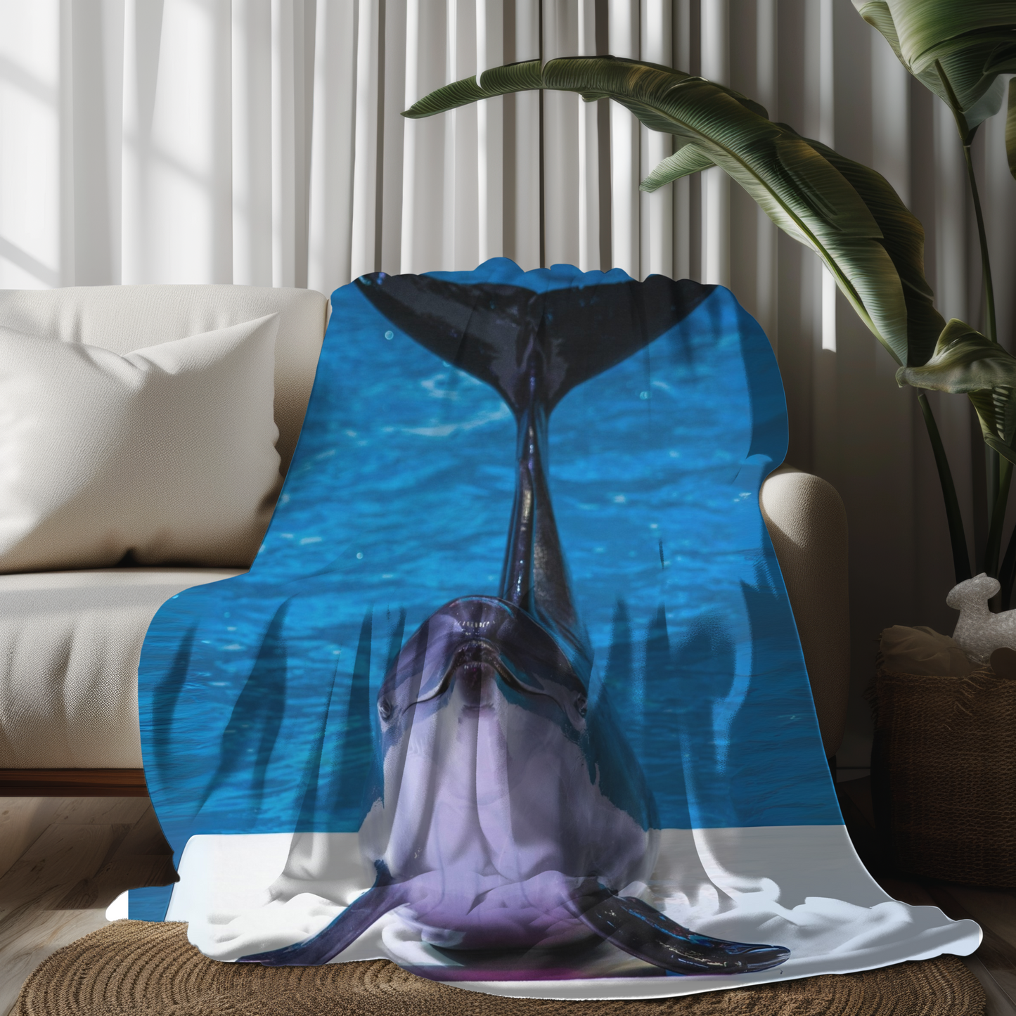 Velveteen plush Dolphin Blanket – Coastal Comfort