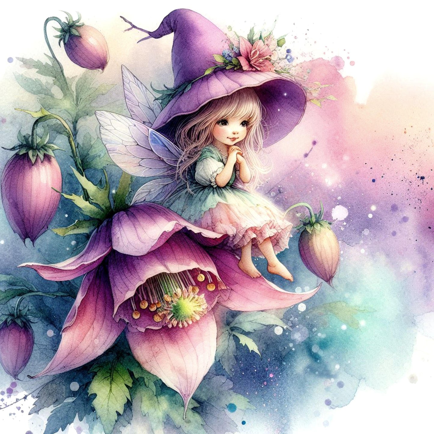 Garden Wish — Whimsical Fairy in Bloom Canvas Print