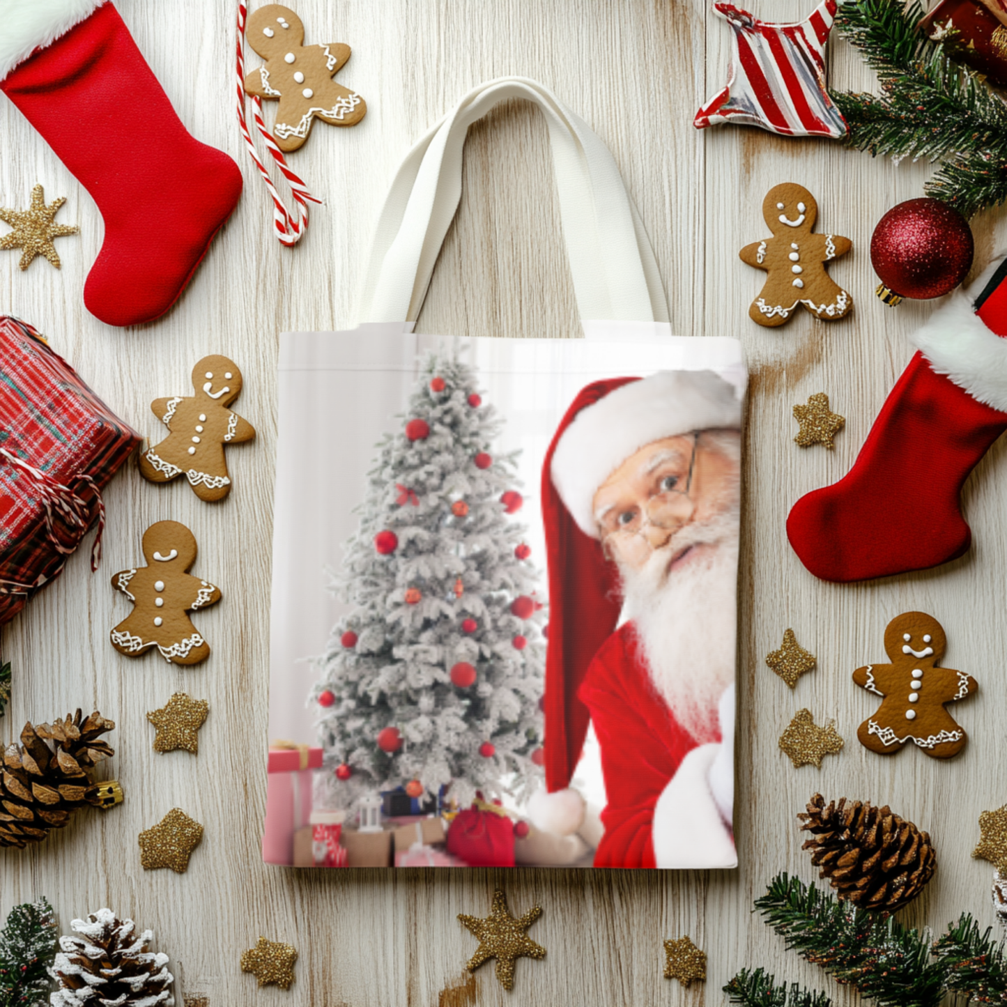 Festive Santa Tote – Holiday Carryall for Gifts, Gatherings & Cheer