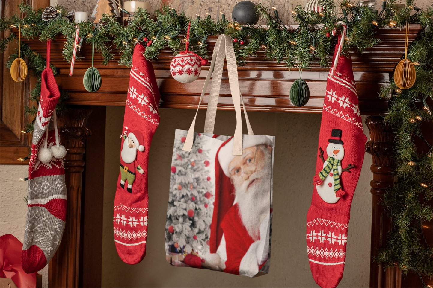 Festive Santa Tote – Holiday Carryall for Gifts, Gatherings & Cheer