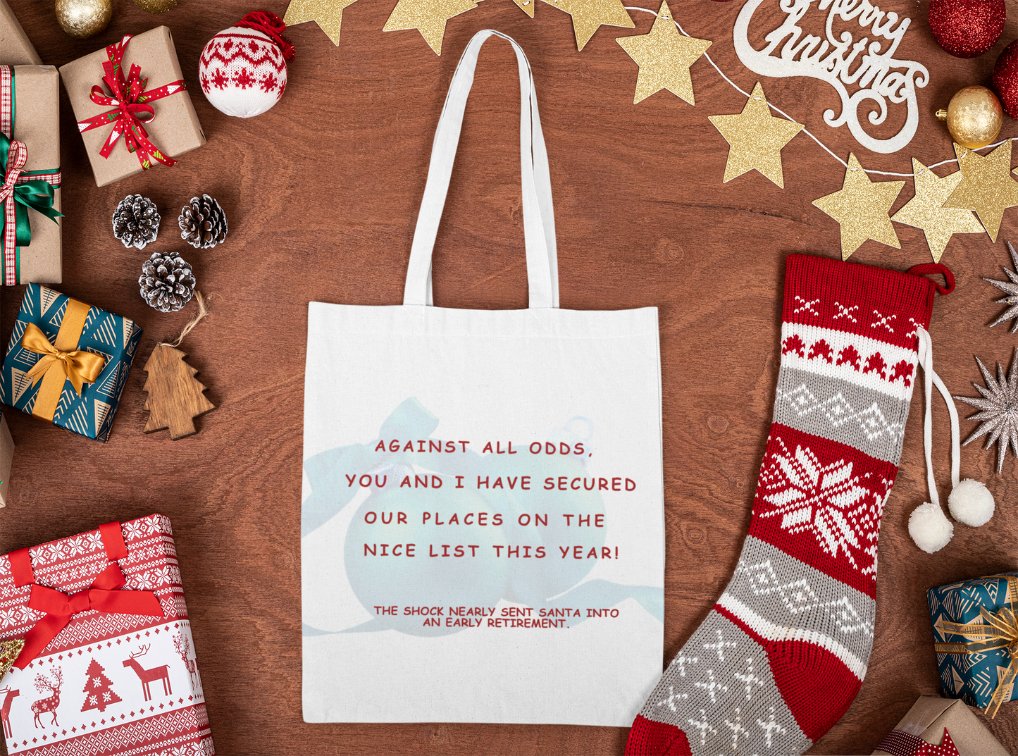 Festive Santa Tote – Holiday Carryall for Gifts, Gatherings & Cheer