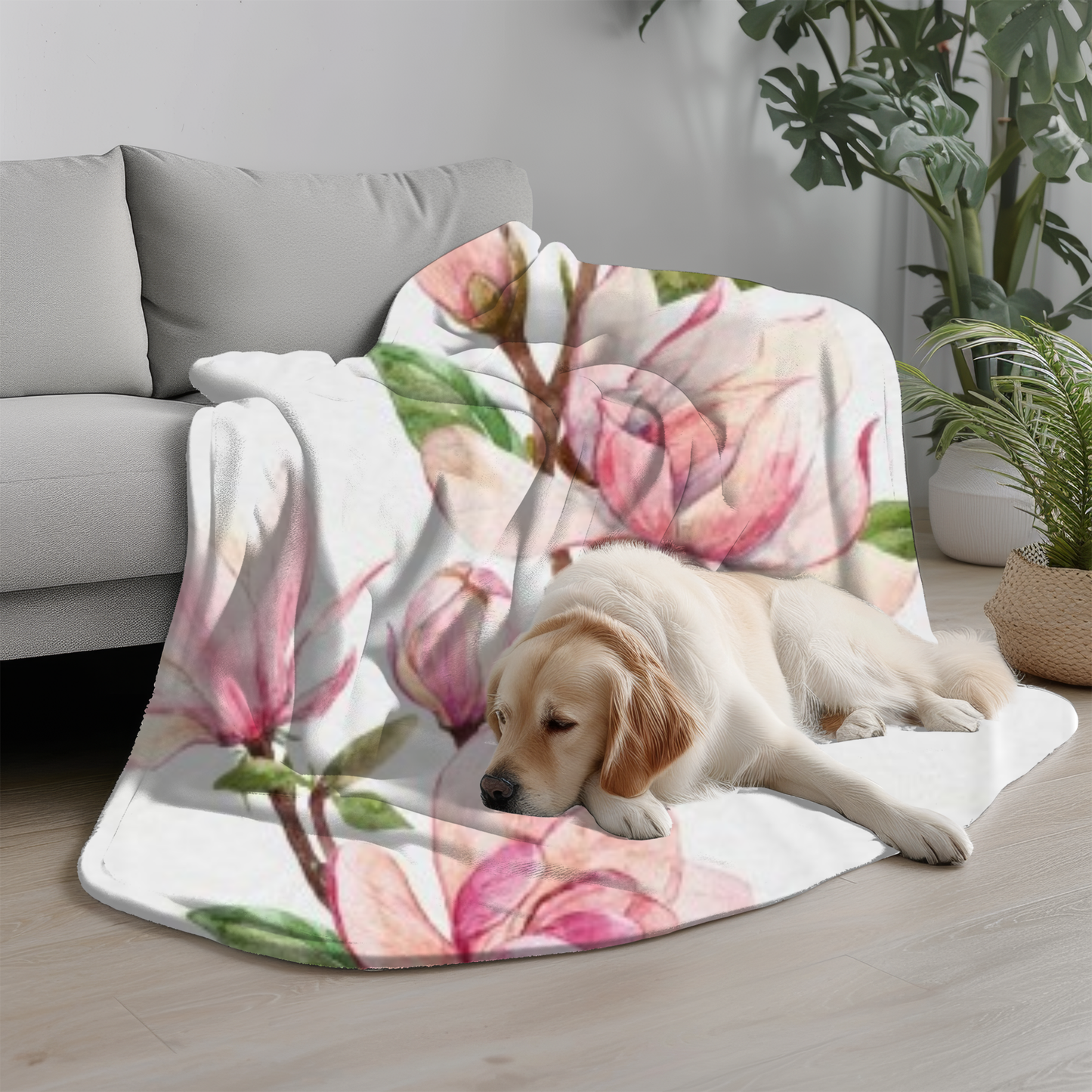 Floral Velveteen Plush Blanket – Cozy Throw for Home, Gift for Her, Spring Decor