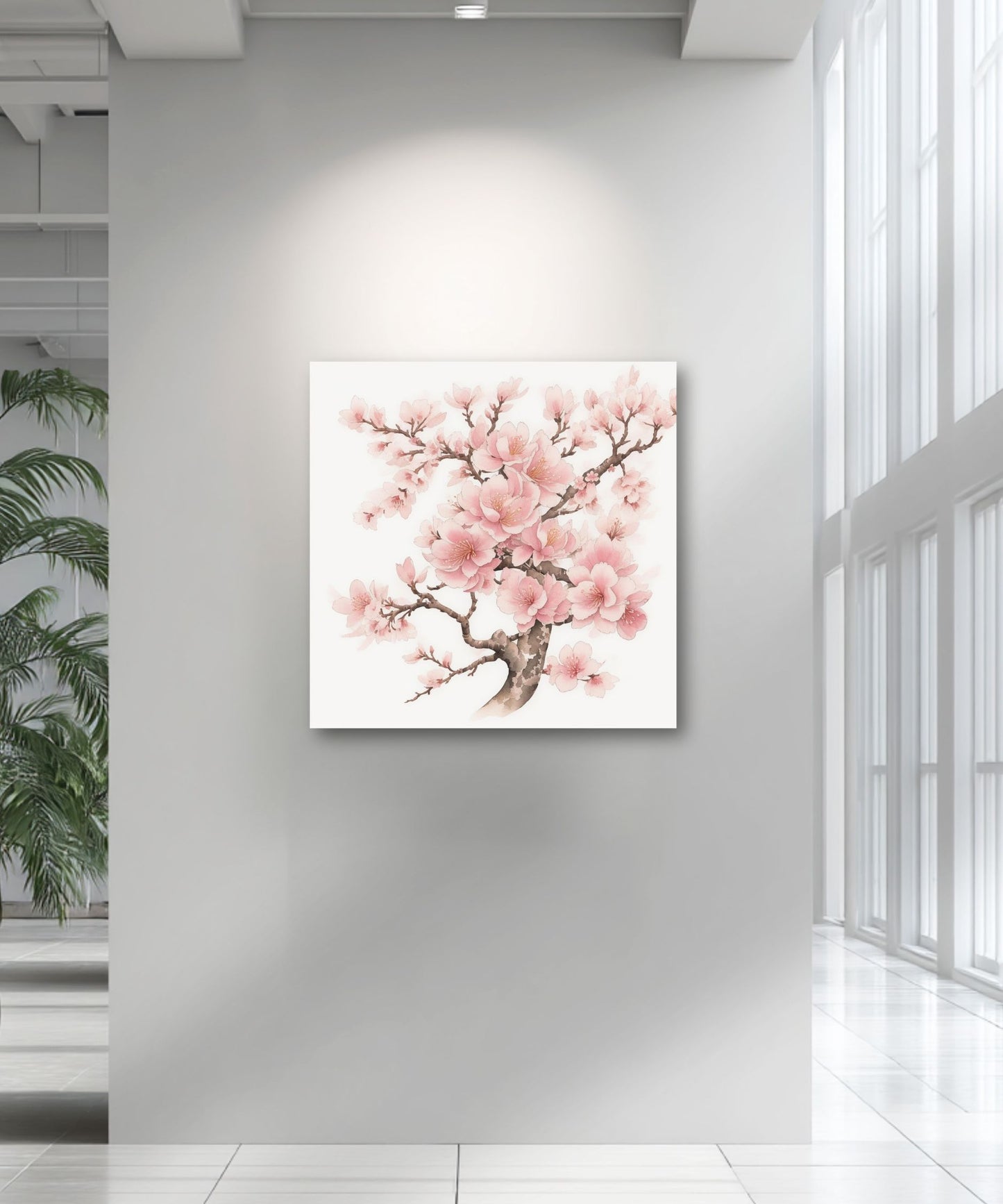 Delicate Cherry Blossom Canvas Print | Soft Pink Botanical Watercolor Wall Art