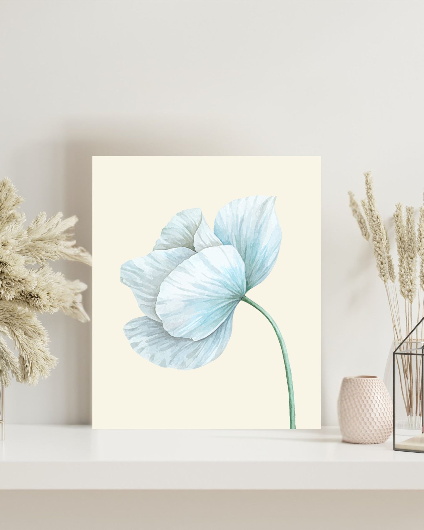 Minimalist Watercolor Poppy Canvas Print | Elegant Botanical Floral Wall Art