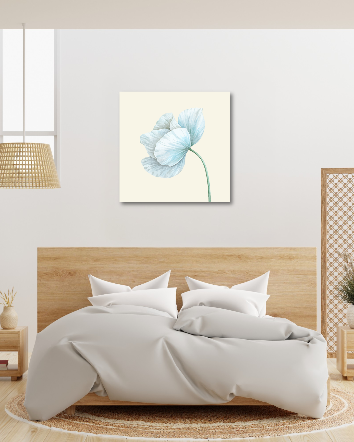 Minimalist Watercolor Poppy Canvas Print | Elegant Botanical Floral Wall Art