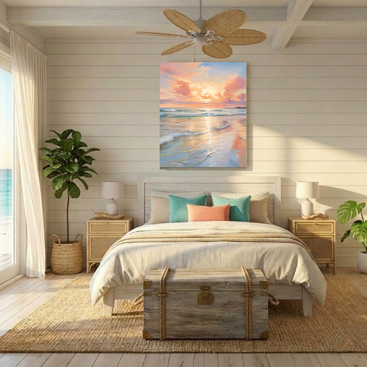 Shifting Tides Ocean Sunset Canvas – Pink Sand Edition