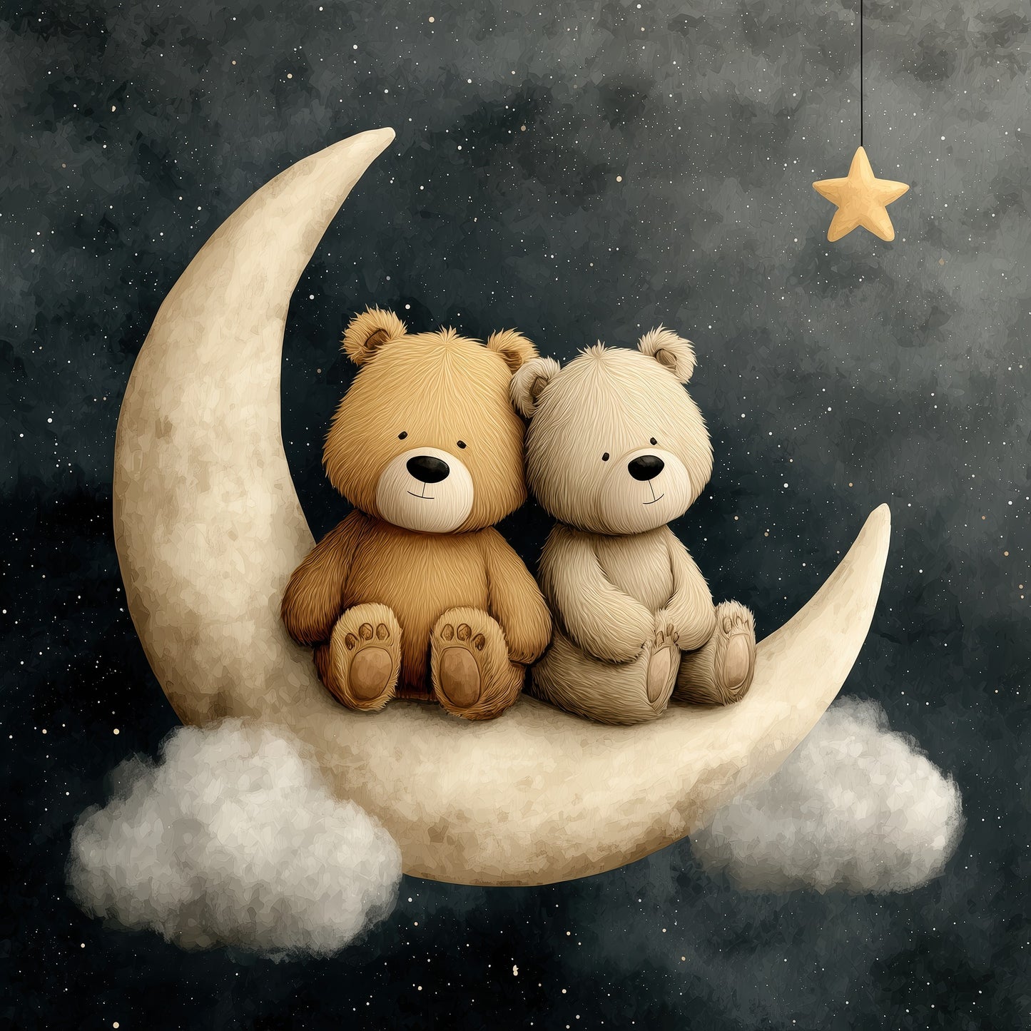 Starlight Bears — Dreamy Moon Nursery Canvas Print