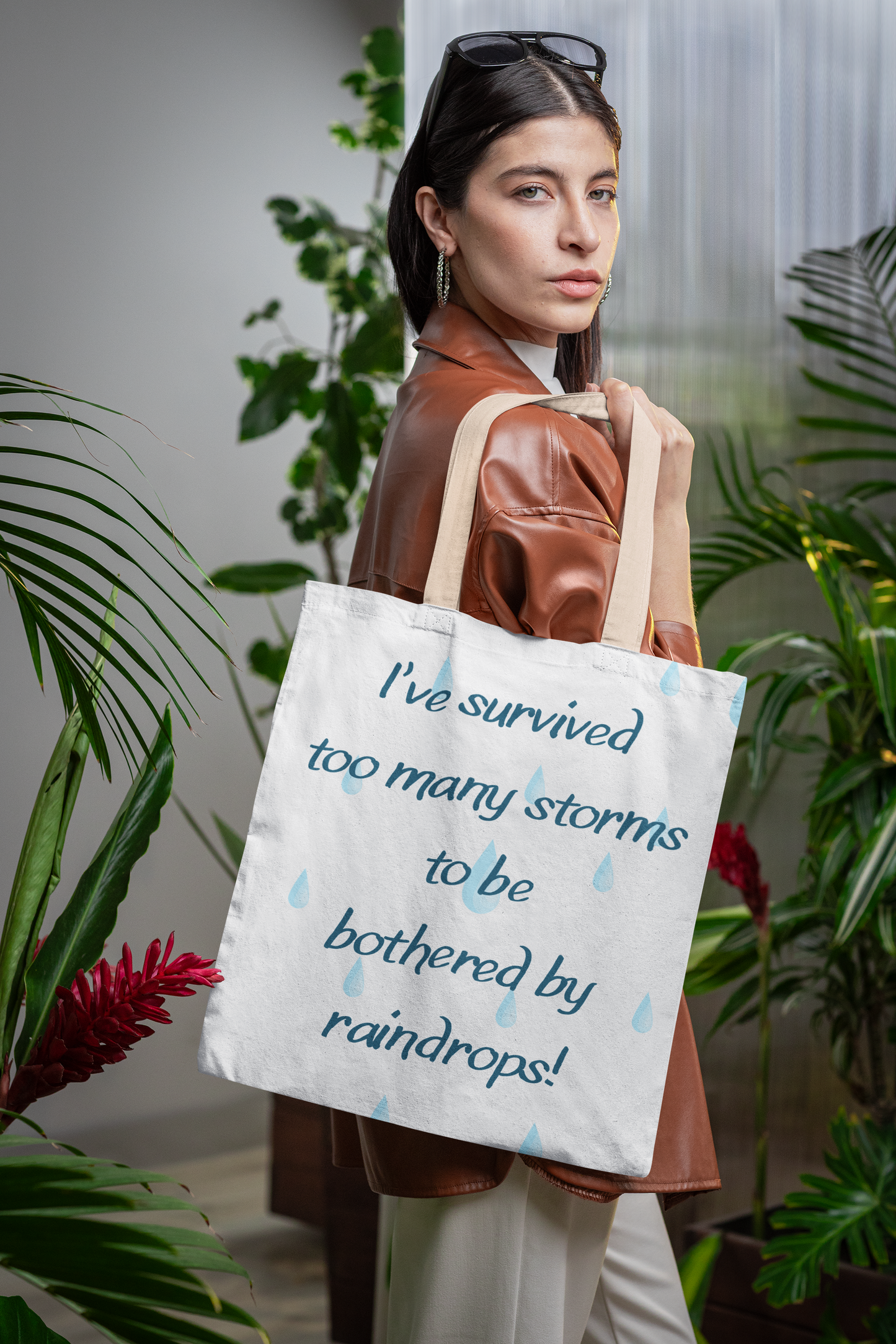 Rainy Day Resilience Tote – Inspirational Quote Bag, Eco-Friendly Gift for Her, Reusable Grocery & Beach Bag
