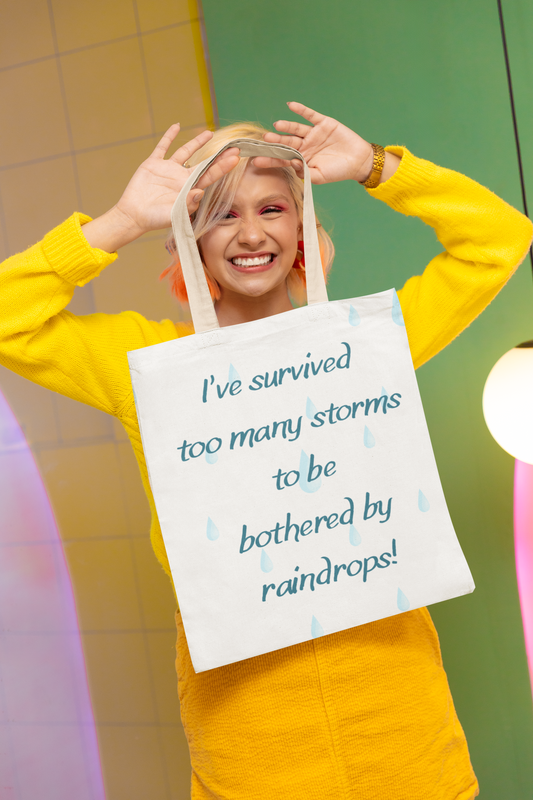 Rainy Day Resilience Tote – Inspirational Quote Bag, Eco-Friendly Gift for Her, Reusable Grocery & Beach Bag