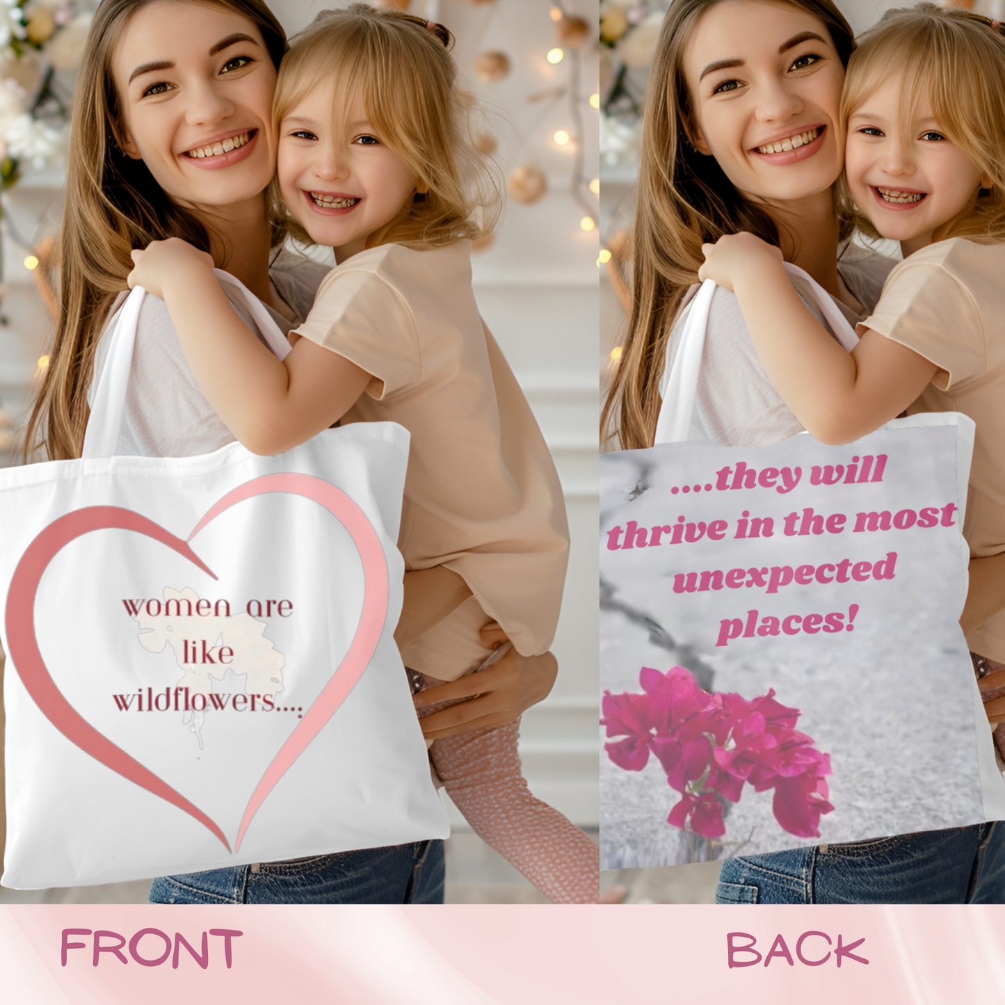 Wildflower Wisdom Tote – Floral Quote Bag, Inspirational Gift for Women, Eco-Friendly Shopper for Mother’s Day & Everyday Use