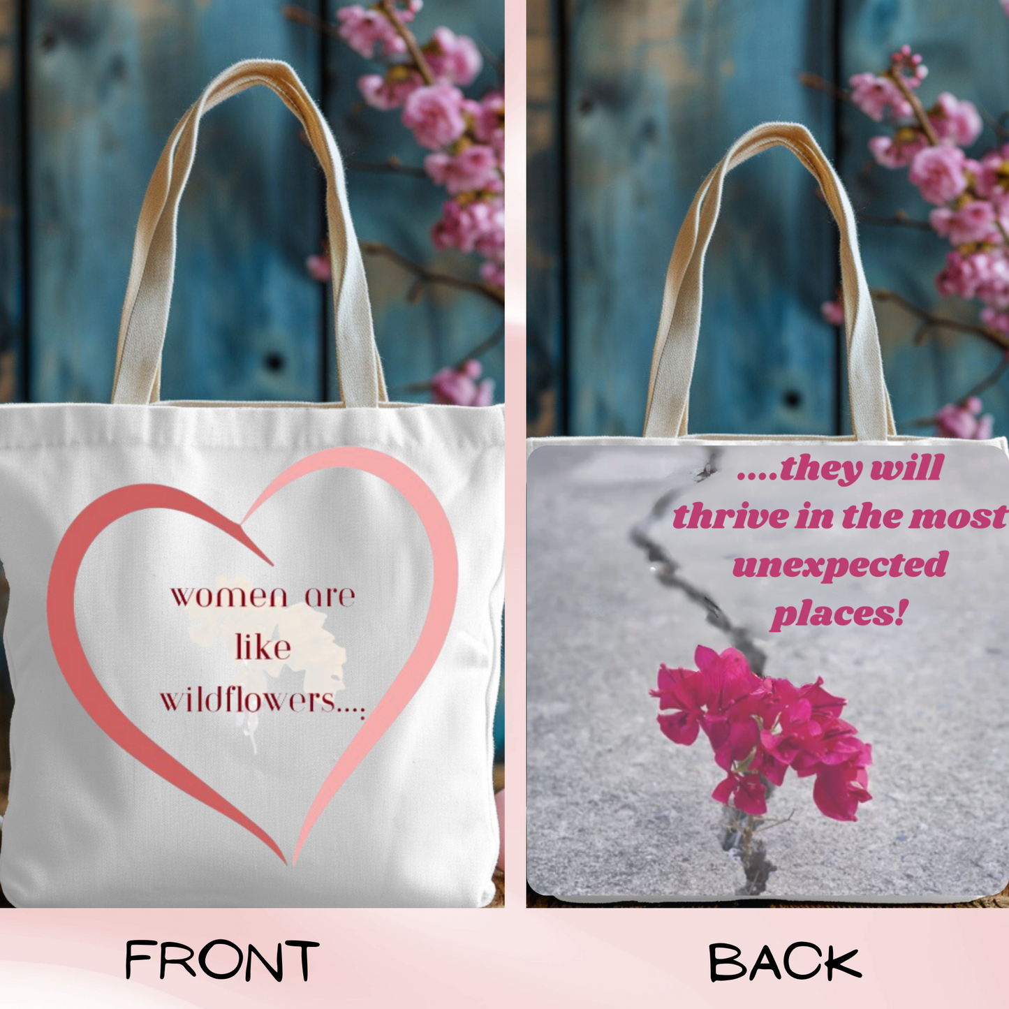 Wildflower Wisdom Tote – Floral Quote Bag, Inspirational Gift for Women, Eco-Friendly Shopper for Mother’s Day & Everyday Use