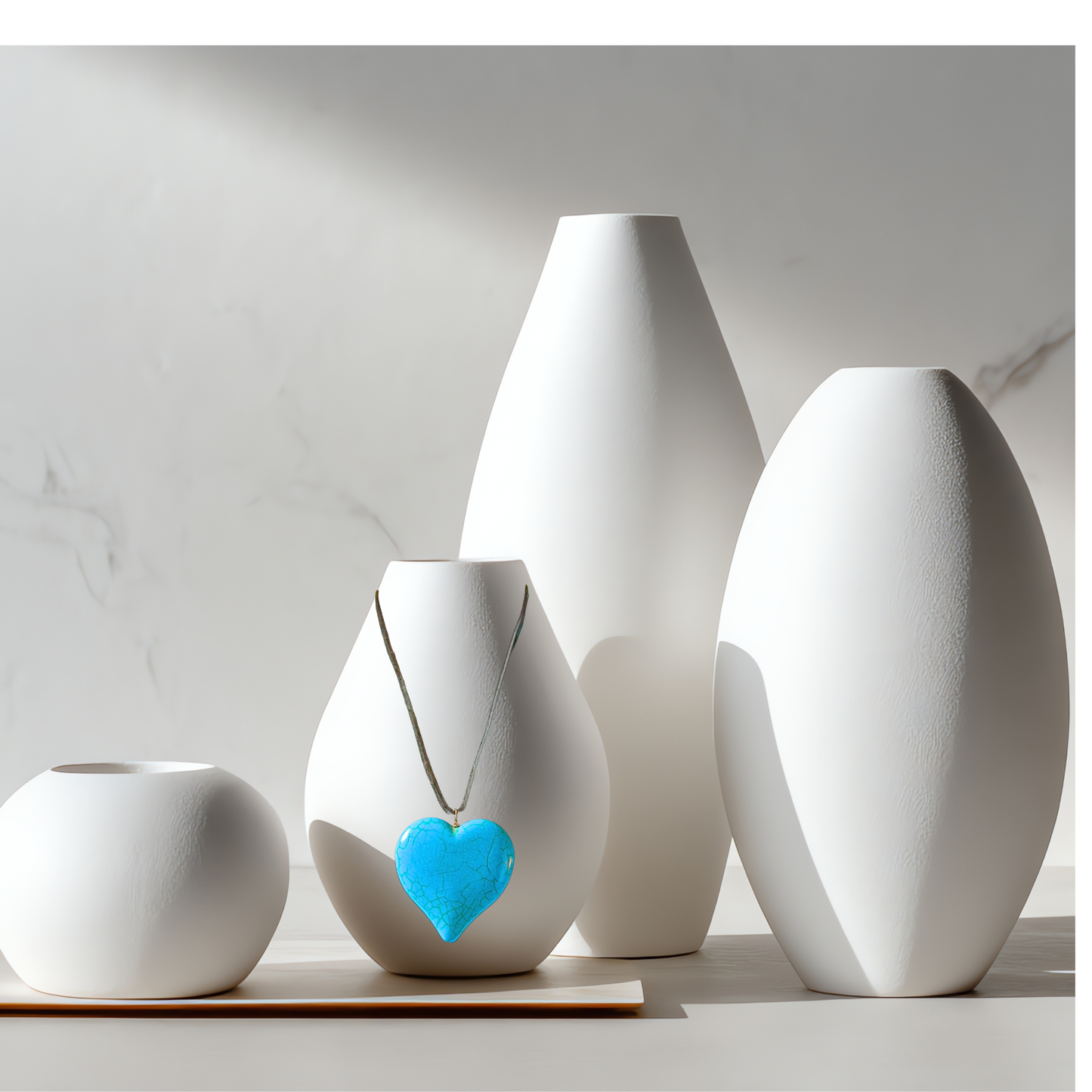 Turquoise Heart Pendant Necklace – Suede Cord Symbol of Love